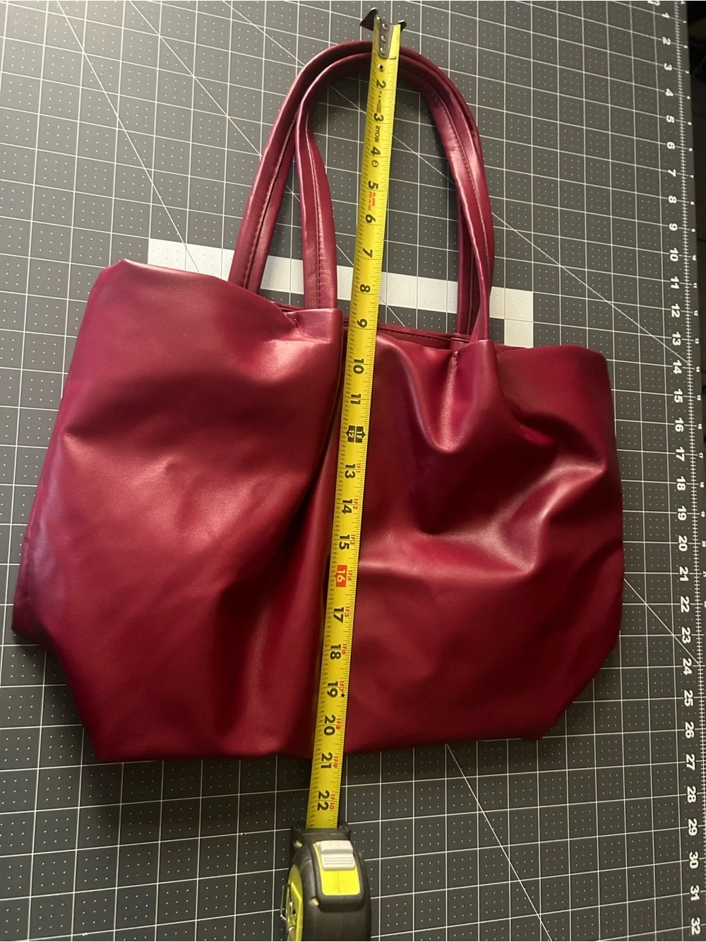 Neiman Marcus Wine Faux Leather Tote